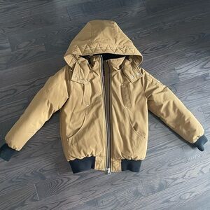 Moose Knuckles Kids Hooded Puffer Jacket in Camel